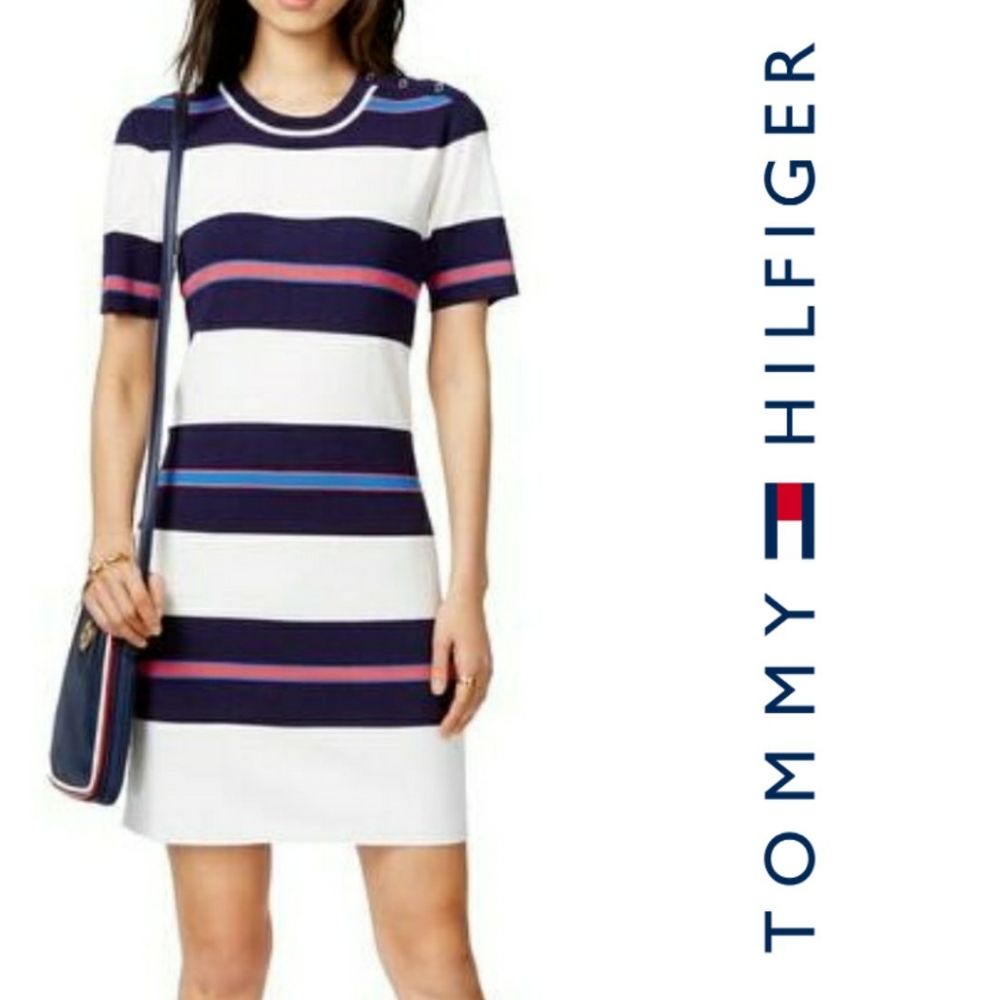 Tommy Hilfiger Navy and White Striped Dress
